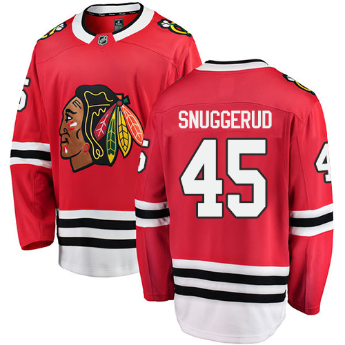 Men's Chicago Blackhawks #45 Luc Snuggerud Authentic Red Home Fanatics Branded Breakaway NHL Jersey