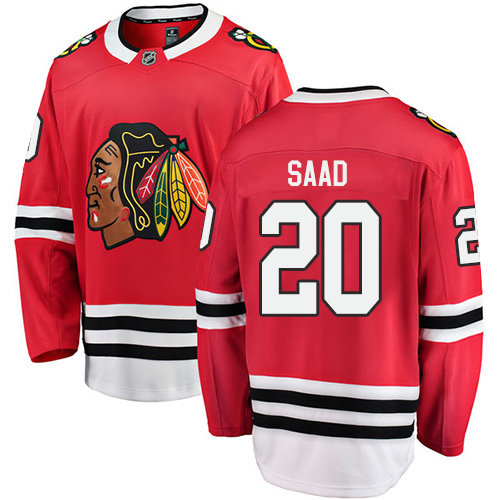Men's Chicago Blackhawks #20 Brandon Saad Authentic Red Home Fanatics Branded Breakaway NHL Jersey