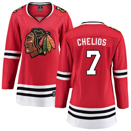 Women's Chicago Blackhawks #7 Chris Chelios Authentic Red Home Fanatics Branded Breakaway NHL Jersey