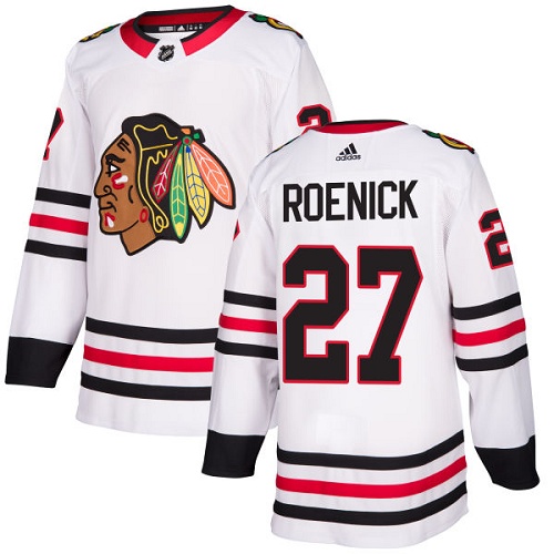 Men's Adidas Chicago Blackhawks #27 Jeremy Roenick Authentic White Away NHL Jersey