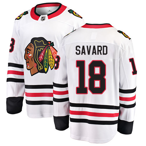 Youth Chicago Blackhawks #18 Denis Savard Authentic White Away Fanatics Branded Breakaway NHL Jersey