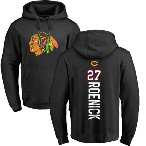 NHL Adidas Chicago Blackhawks #27 Jeremy Roenick Black Backer Pullover Hoodie