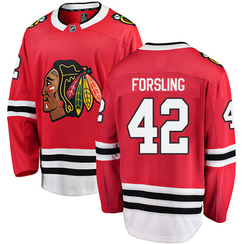 Youth Chicago Blackhawks #42 Gustav Forsling Authentic Red Home Fanatics Branded Breakaway NHL Jersey