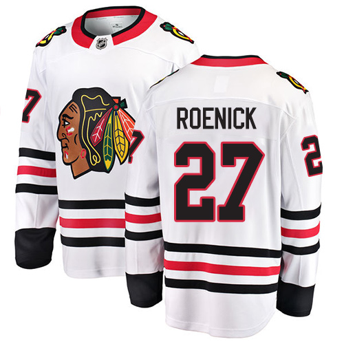 Men's Chicago Blackhawks #27 Jeremy Roenick Authentic White Away Fanatics Branded Breakaway NHL Jersey