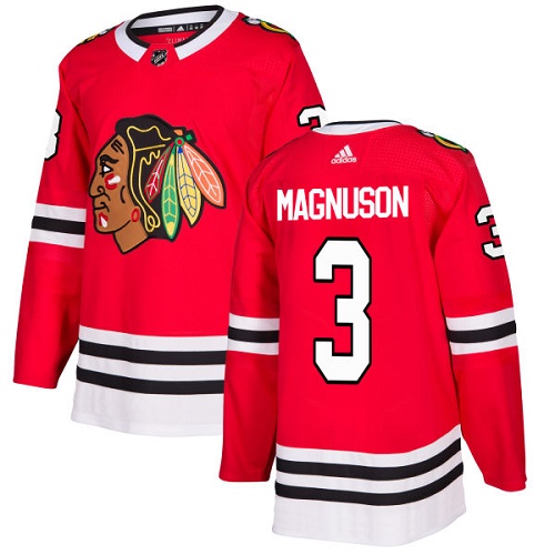 Men's Adidas Chicago Blackhawks #3 Keith Magnuson Authentic Red Home NHL Jersey