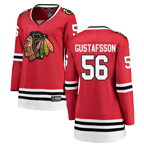 Women's Chicago Blackhawks #56 Erik Gustafsson Authentic Red Home Fanatics Branded Breakaway NHL Jersey