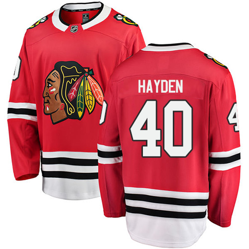 Men's Chicago Blackhawks #40 John Hayden Authentic Red Home Fanatics Branded Breakaway NHL Jersey