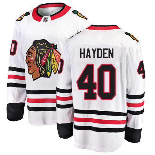 Men's Chicago Blackhawks #40 John Hayden Authentic White Away Fanatics Branded Breakaway NHL Jersey