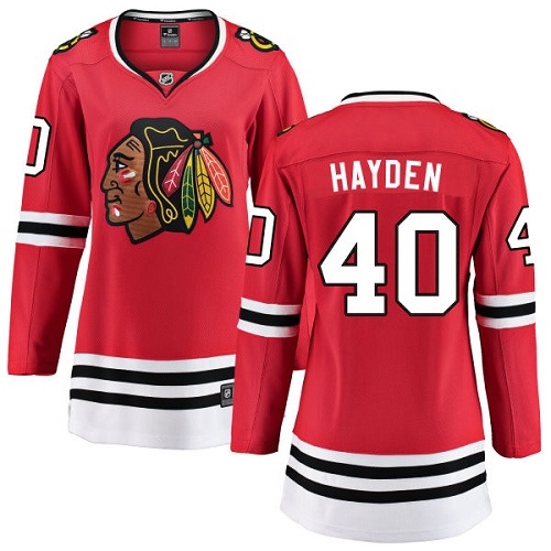 Women's Chicago Blackhawks #40 John Hayden Authentic Red Home Fanatics Branded Breakaway NHL Jersey