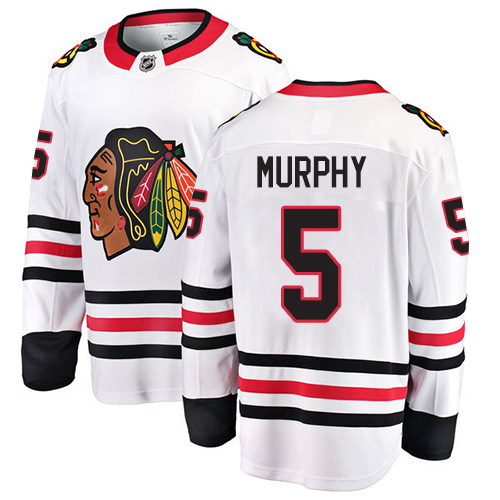 Men's Chicago Blackhawks #5 Connor Murphy Authentic White Away Fanatics Branded Breakaway NHL Jersey