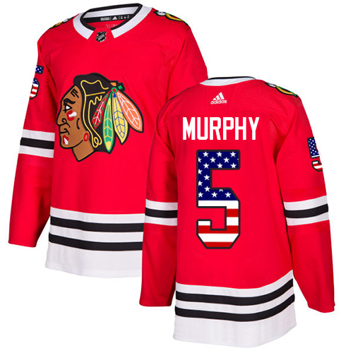Men's Adidas Chicago Blackhawks #5 Connor Murphy Authentic Red USA Flag Fashion NHL Jersey