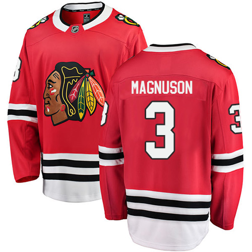 Men's Chicago Blackhawks #3 Keith Magnuson Authentic Red Home Fanatics Branded Breakaway NHL Jersey