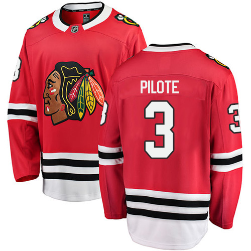 Men's Chicago Blackhawks #3 Pierre Pilote Authentic Red Home Fanatics Branded Breakaway NHL Jersey