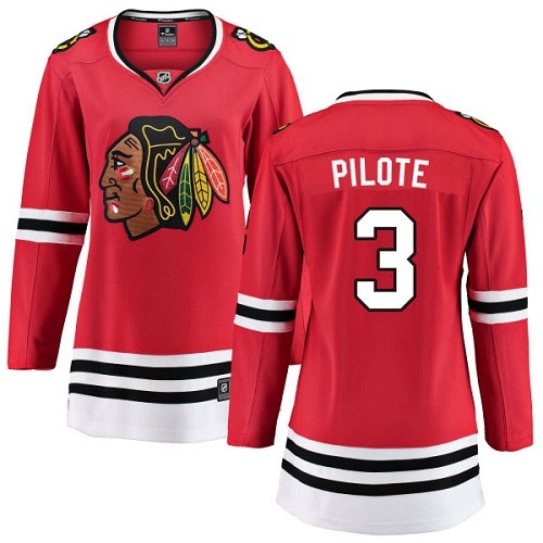 Women's Chicago Blackhawks #3 Pierre Pilote Authentic Red Home Fanatics Branded Breakaway NHL Jersey