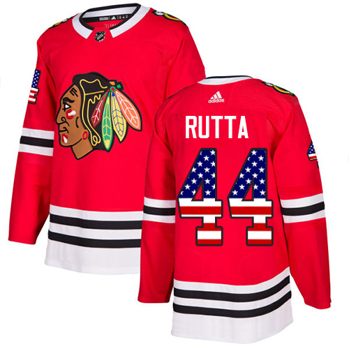 Men's Adidas Chicago Blackhawks #44 Jan Rutta Authentic Red USA Flag Fashion NHL Jersey