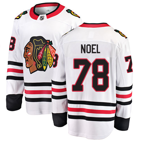 Men's Chicago Blackhawks #78 Nathan Noel Authentic White Away Fanatics Branded Breakaway NHL Jersey