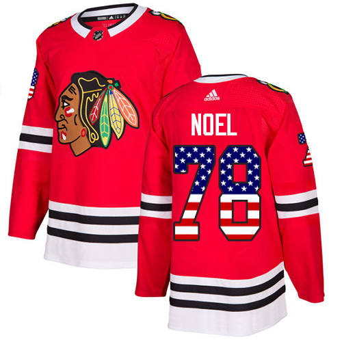 Men's Adidas Chicago Blackhawks #78 Nathan Noel Authentic Red USA Flag Fashion NHL Jersey