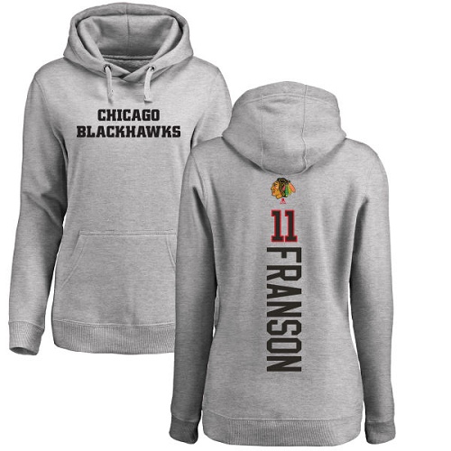 NHL Women's Adidas Chicago Blackhawks #11 Cody Franson Ash Backer Pullover Hoodie