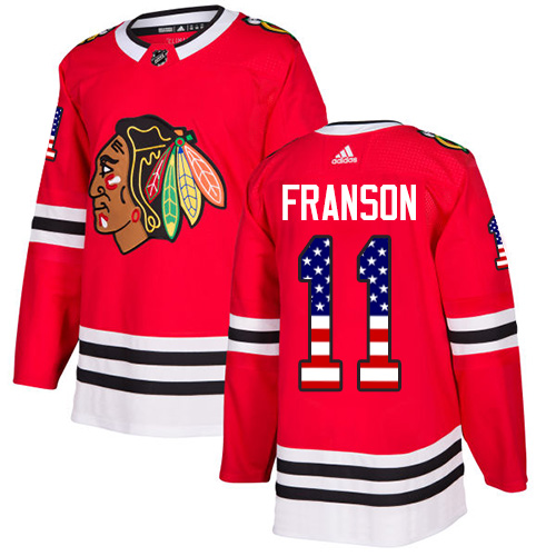 Men's Adidas Chicago Blackhawks #11 Cody Franson Authentic Red USA Flag Fashion NHL Jersey
