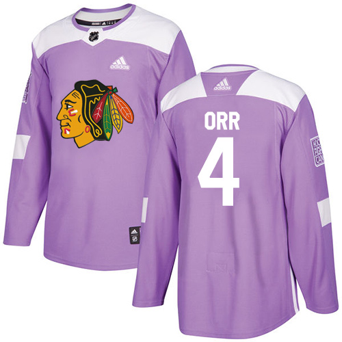 Youth Adidas Chicago Blackhawks #4 Bobby Orr Authentic Purple Fights Cancer Practice NHL Jersey