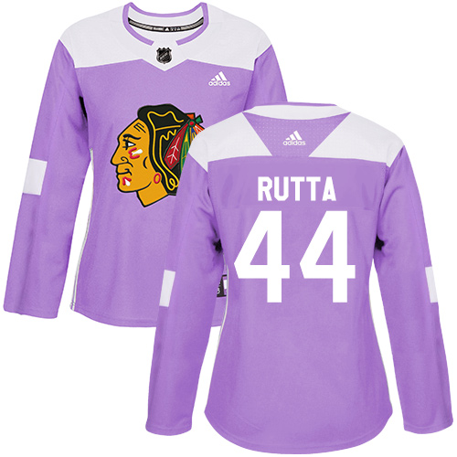 Women's Adidas Chicago Blackhawks #44 Jan Rutta Authentic Purple Fights Cancer Practice NHL Jersey