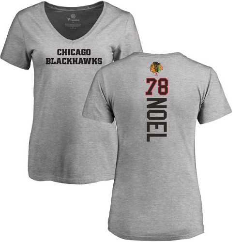NHL Women's Adidas Chicago Blackhawks #78 Nathan Noel Ash Backer T-Shirt