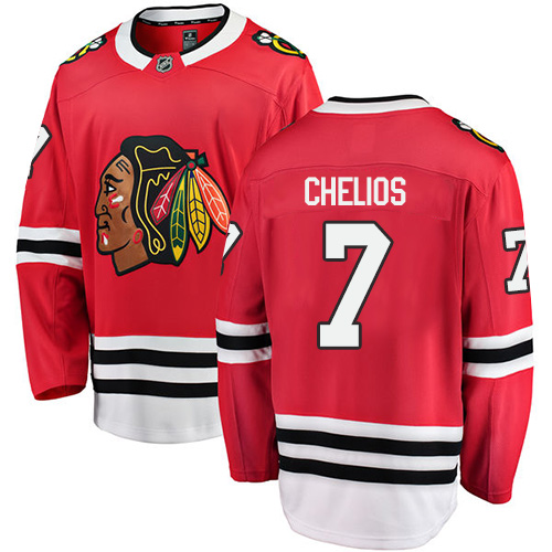 Men's Chicago Blackhawks #7 Chris Chelios Authentic Red Home Fanatics Branded Breakaway NHL Jersey