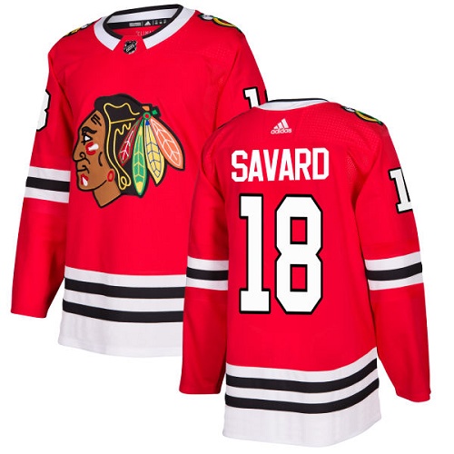 Men's Adidas Chicago Blackhawks #18 Denis Savard Authentic Red Home NHL Jersey