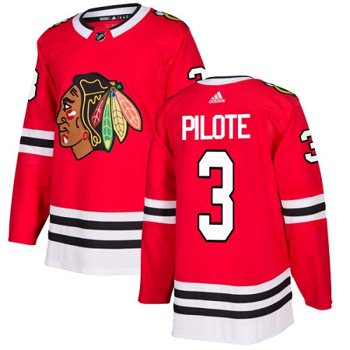 Men's Adidas Chicago Blackhawks #3 Pierre Pilote Premier Red Home NHL Jersey