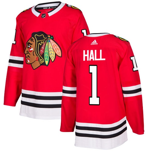 Men's Adidas Chicago Blackhawks #1 Glenn Hall Premier Red Home NHL Jersey