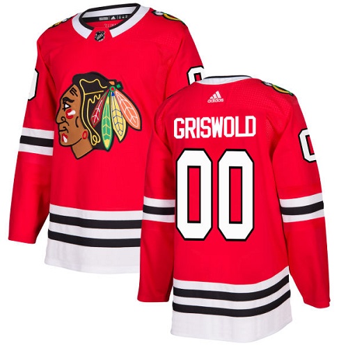 Men's Adidas Chicago Blackhawks #00 Clark Griswold Authentic Red Home NHL Jersey