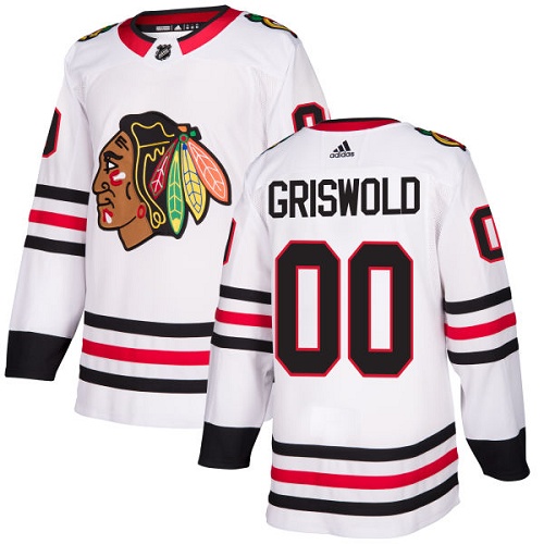 Men's Adidas Chicago Blackhawks #00 Clark Griswold Authentic White Away NHL Jersey