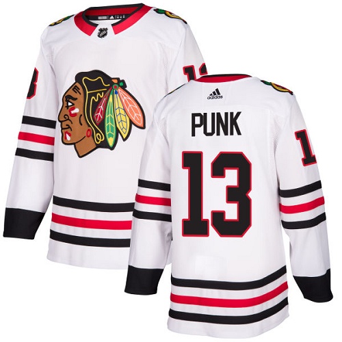 Women's Adidas Chicago Blackhawks #13 CM Punk Authentic White Away NHL Jersey