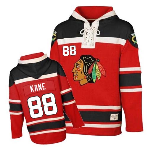 Men's Old Time Hockey Chicago Blackhawks #88 Patrick Kane Authentic Red Sawyer Hooded Sweatshirt
