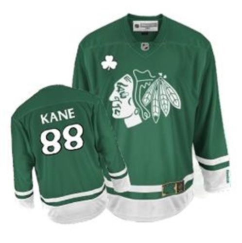 Men's Reebok Chicago Blackhawks #88 Patrick Kane Authentic Green St Patty's Day NHL Jersey