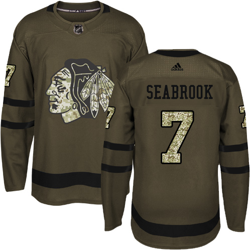 Youth Adidas Chicago Blackhawks #7 Brent Seabrook Authentic Green Salute to Service NHL Jersey
