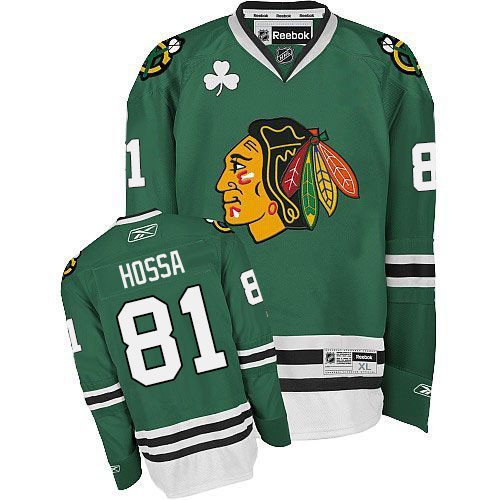 Men's Reebok Chicago Blackhawks #81 Marian Hossa Premier Green NHL Jersey