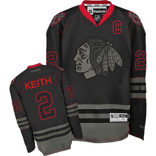 Men's Reebok Chicago Blackhawks #2 Duncan Keith Authentic Black Ice NHL Jersey