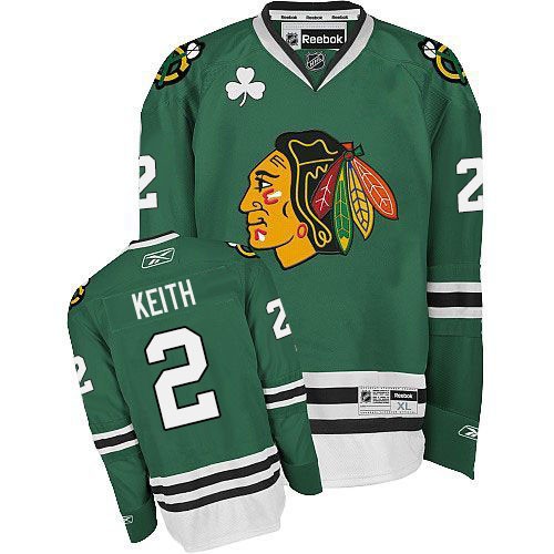 Men's Reebok Chicago Blackhawks #2 Duncan Keith Authentic Green NHL Jersey