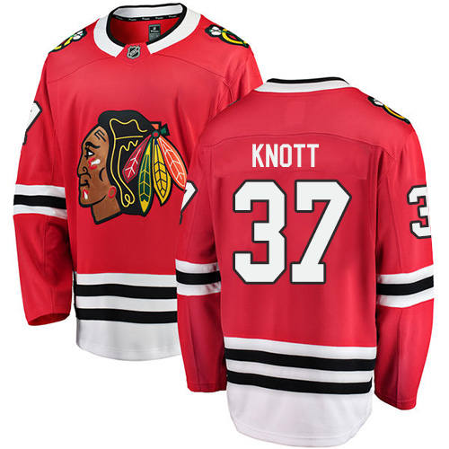 Youth Chicago Blackhawks #37 Graham Knott Authentic Red Home Fanatics Branded Breakaway NHL Jersey
