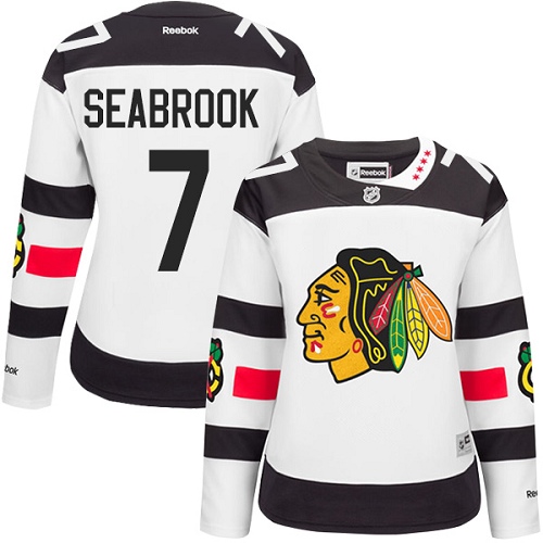 Women's Reebok Chicago Blackhawks #7 Brent Seabrook Premier White 2016 Stadium Series NHL Jersey