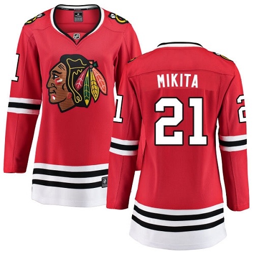 Women's Chicago Blackhawks #21 Stan Mikita Authentic Red Home Fanatics Branded Breakaway NHL Jersey