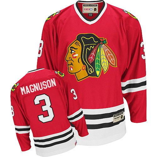 Men's CCM Chicago Blackhawks #3 Keith Magnuson Premier Red Throwback NHL Jersey