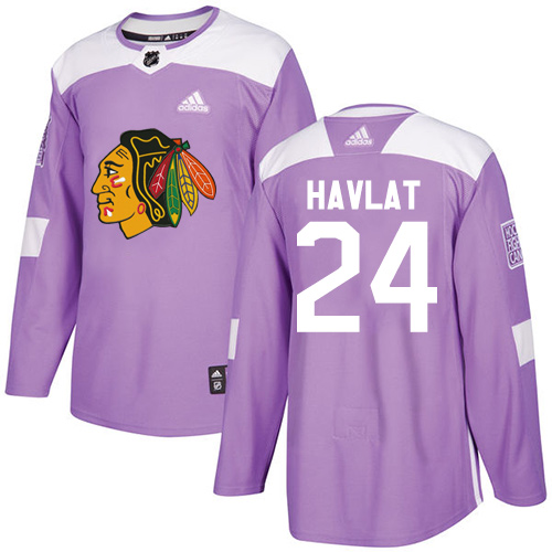 Men's Adidas Chicago Blackhawks #24 Martin Havlat Authentic Purple Fights Cancer Practice NHL Jersey