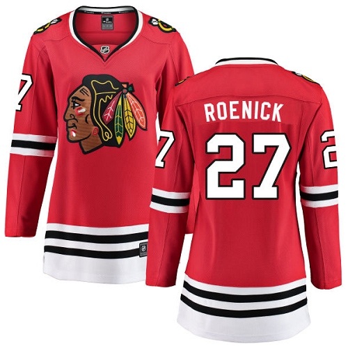 Women's Chicago Blackhawks #27 Jeremy Roenick Authentic Red Home Fanatics Branded Breakaway NHL Jersey