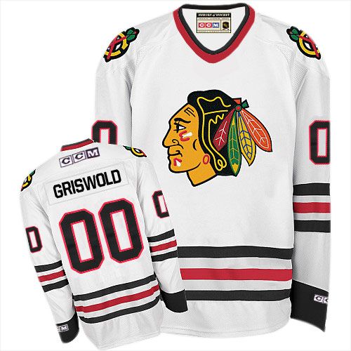 Men's CCM Chicago Blackhawks #00 Clark Griswold Authentic White Throwback NHL Jersey