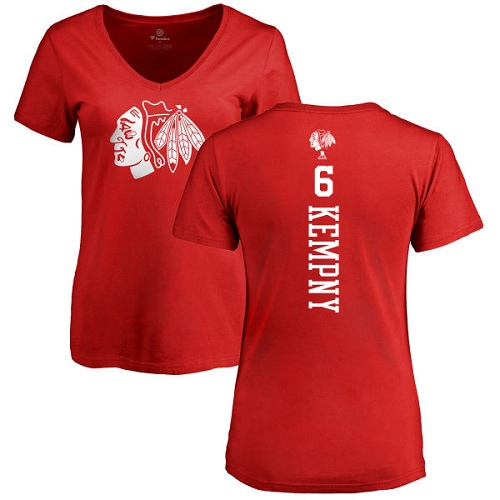 NHL Women's Adidas Chicago Blackhawks #6 Michal Kempny Red One Color Backer T-Shirt