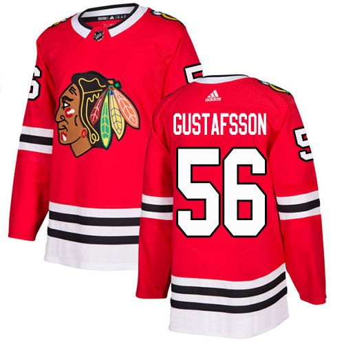 Men's Adidas Chicago Blackhawks #56 Erik Gustafsson Authentic Red Home NHL Jersey