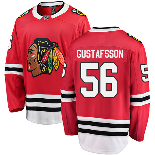 Men's Chicago Blackhawks #56 Erik Gustafsson Authentic Red Home Fanatics Branded Breakaway NHL Jersey