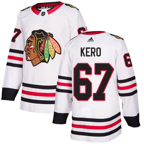 Men's Adidas Chicago Blackhawks #67 Tanner Kero Authentic White Away NHL Jersey